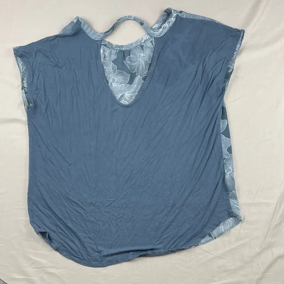 LOFT Blue Floral Short Sleeve Blouse - Picture 2 of 6